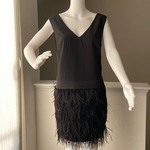 Ark & Co Black Ostrich Skirt Tank Dress Size S